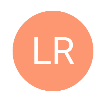Cercle de couleur saumon avec les initiales LR