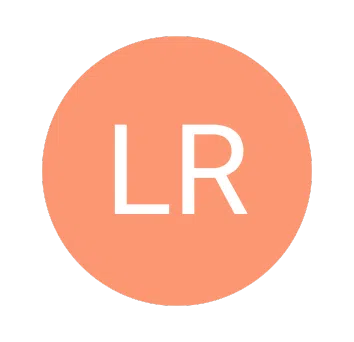 Cercle de couleur saumon avec les initiales LR
