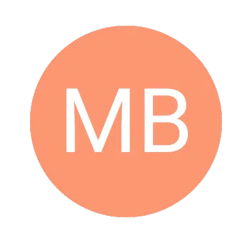 Cercle de couleur saumon avec les initiales MB