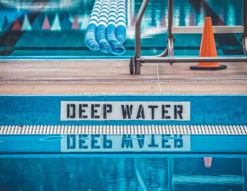 aquagym exercise with chips: a swimming pool