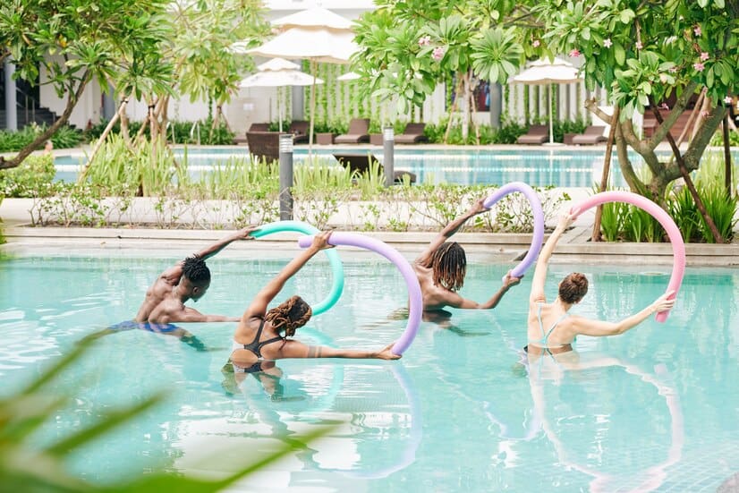 A group doing aquadynamics with chips